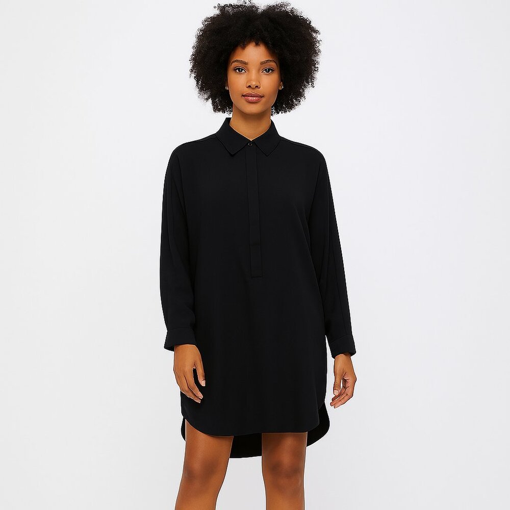 Sandwich Womens Black Hi- Lo Long Sleeve Shirt Dress Size 38 (8-10)